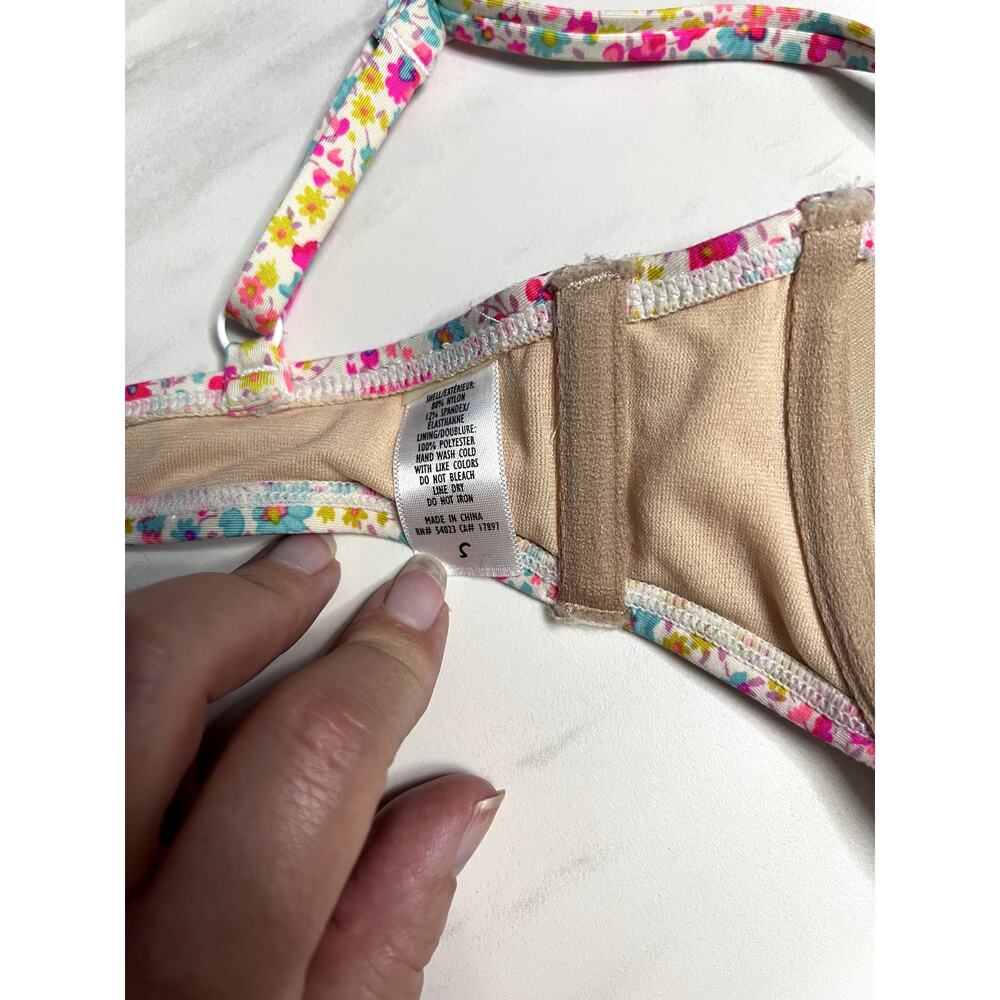 Floral Bikini Bow Set Top S Bottom M Ditsy Floral Feminine Coquette Padded Top - Picture 6 of 7